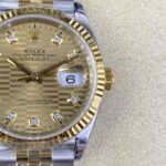 VS Factory Rolex Datejust 36mm Two-Tone Yellow Gold Golden Fluted Motif Diamond Dial Jubilee Bracelet (126233) 1:1 Super Clone – DD3235 Movement – Bild 5