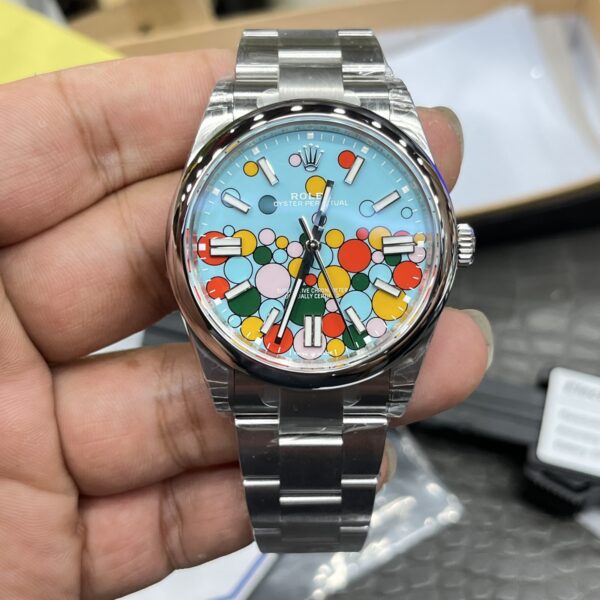 VS Factory Rolex Oyster Perpetual 41mm “Celebration Bubble” Motif Dial Smooth Bezel Oyster Bracelet (124300) 1:1 Super Clone – DD3230 Movement