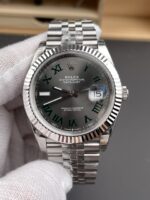 VS Factory Rolex Datejust 41mm Slate “Wimbledon” Dial Fluted Bezel Jubilee Bracelet (126334) 1:1 Super Clone – DD3235 Movement – Bild 3