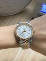 VS Factory Rolex Datejust 41mm Two-Tone Rose Gold Silver Fluted Motif Dial Jubilee Bracelet (126331) 1:1 Super Clone – DD3235 Movement – Bild 5