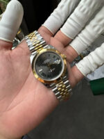 VS Factory Rolex Datejust 41mm Two-Tone Yellow Gold Slate “Wimbledon” Dial Smooth Bezel Jubilee Bracelet (126303) 1:1 Super Clone – DD3235 Movement – Bild 6