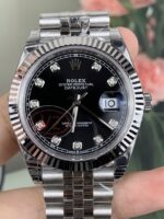 VS Factory (V2) Rolex Datejust 41mm Deep Black Diamond Dial Fluted Bezel Jubilee Bracelet (126334) 1:1 Super Clone – DD3235 Movement – Bild 3