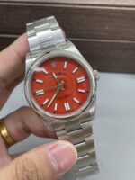 VS Factory Rolex Oyster Perpetual 41mm Coral Red Dial Smooth Bezel Oyster Bracelet (124300) 1:1 Super Clone – DD3230 Movement – Bild 3