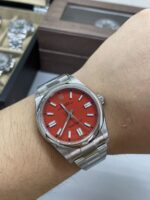 VS Factory Rolex Oyster Perpetual 41mm Coral Red Dial Smooth Bezel Oyster Bracelet (124300) 1:1 Super Clone – DD3230 Movement – Bild 7