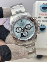 VS Factory Rolex Cosmograph Daytona “Platona” Ice Blue Baguette Diamond Dial (126506) 1:1 Super Clone – DD4131 Movement – Bild 3