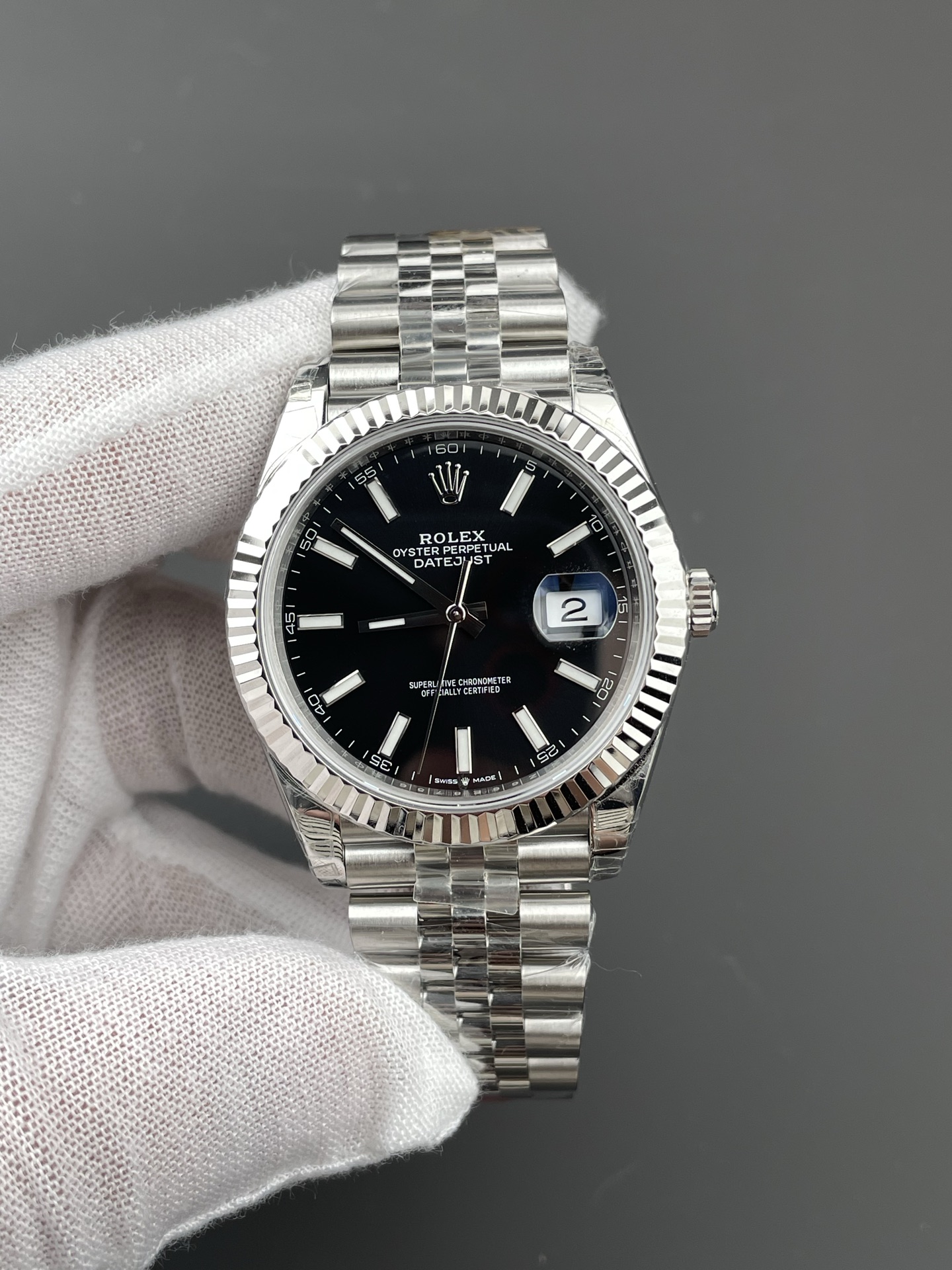 VS Factory Rolex Datejust 41mm Deep Black Dial Fluted Bezel Jubilee Bracelet (126334) 1:1 Super Clone – DD3235 Movement