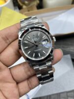 VS Factory Rolex Datejust 41mm Sunburst Slate Dial Smooth Bezel Oyster Bracelet (126300) 1:1 Super Clone – DD3235 Movement – Bild 4