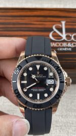 VS Factory Rolex Yacht-Master 40mm Rose Gold Matte Black Dial Ceramic Bezel Oysterflex Strap (126655) 1:1 Super Clone – DD3235 Movement – Bild 2