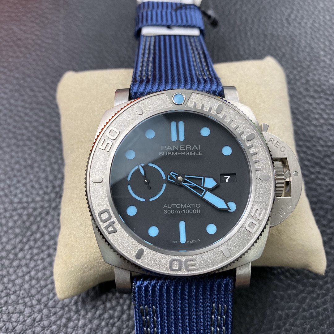 vsf-14386-15b7799861-i1573547433_2604_0-1 VS Factory Panerai Submersible 47mm Matte Titanium / Electric Blue Accents 1:1 Super Clone – DDP.9010 Movement – Bild 1