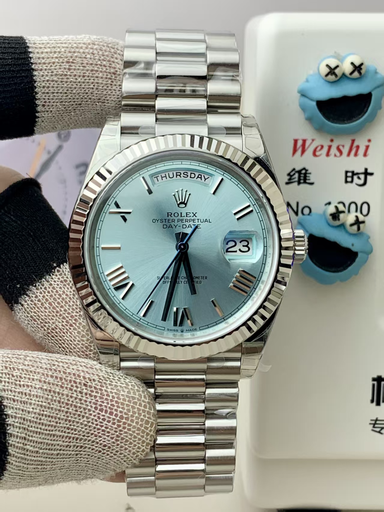 vsf-14513-62285c0590-20260415093157 VS Factory Rolex Day-Date 40 Platinum Ice Blue Dial (228236) 1:1 Super Clone – DD3255 Movement – Bild 1