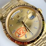 VS Factory Rolex Day-Date 40 Yellow Gold Champagne Baguette Diamond Dial (228238) V2 1:1 Super Clone – DD3255 Movement – Bild 4