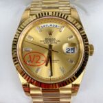 VS Factory Rolex Day-Date 40 Yellow Gold Champagne Baguette Diamond Dial (228238) V2 1:1 Super Clone – DD3255 Movement – Bild 3