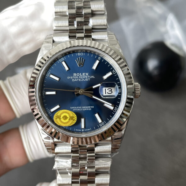 VS Factory 126334 Blue sunburst dial with luminous baton markers free-sprung product image 02